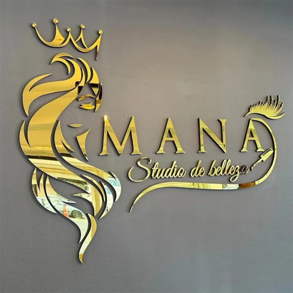 Custom Metal Letters 3D Mirror Acrylic Business Sign Aesthetics Beauty Salon Reception Office Wall Acrylic Metal Outdoor Signs
