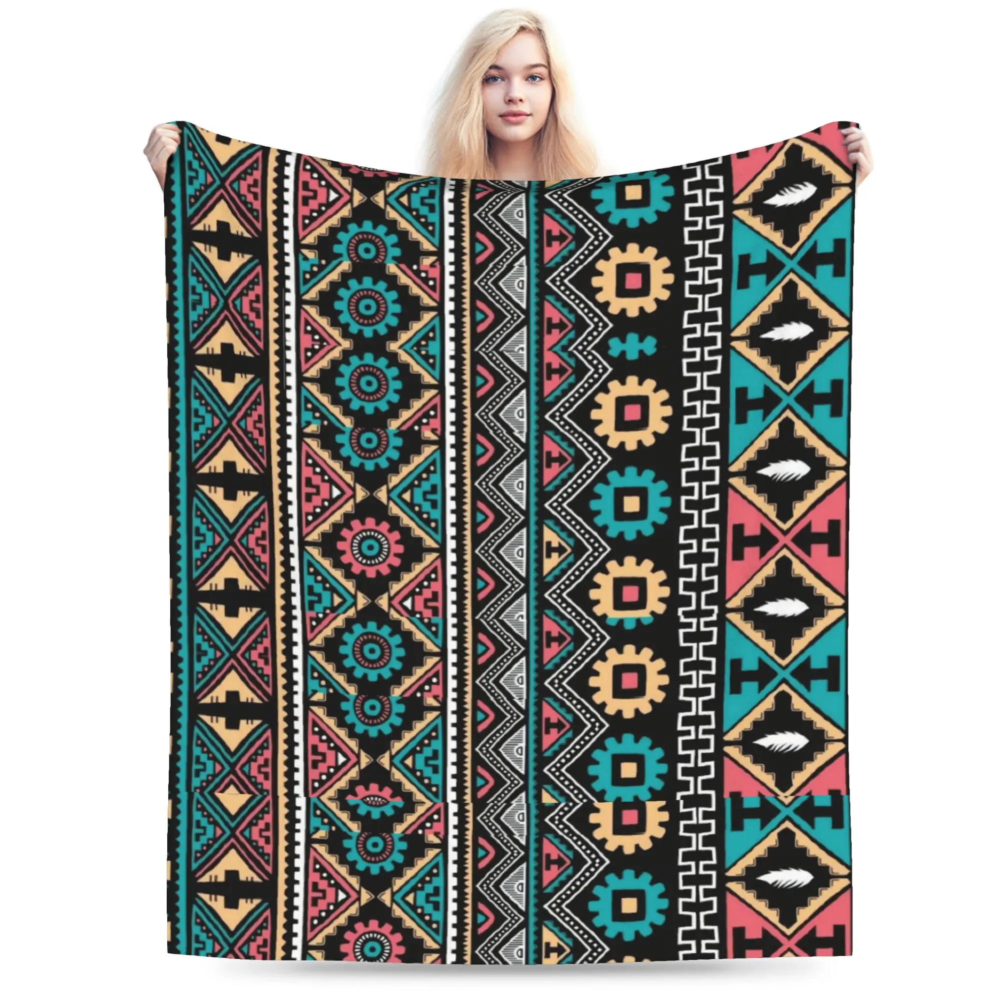 Custom Morocco Culture Style Blanket Soft Flannel Fleece Warm Tifinagh Amazigh Throw Blankets for Office Bed Couch Bedspreads