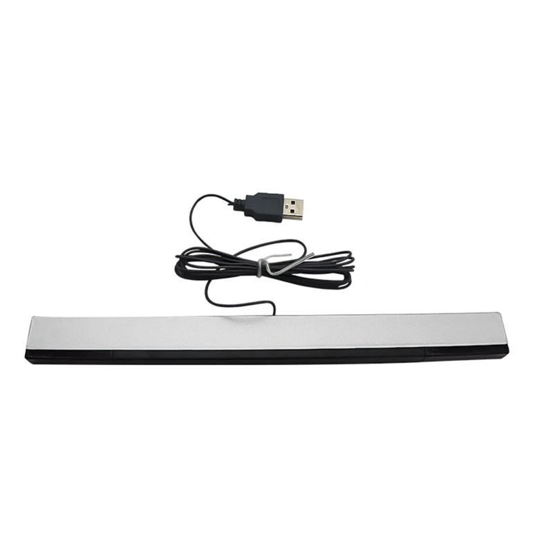 Barra de Sensor para Wii, accesorio de plástico plateado, receptores con cable, Rayo de señal IR, enchufe USB, reemplazo para mando a distancia