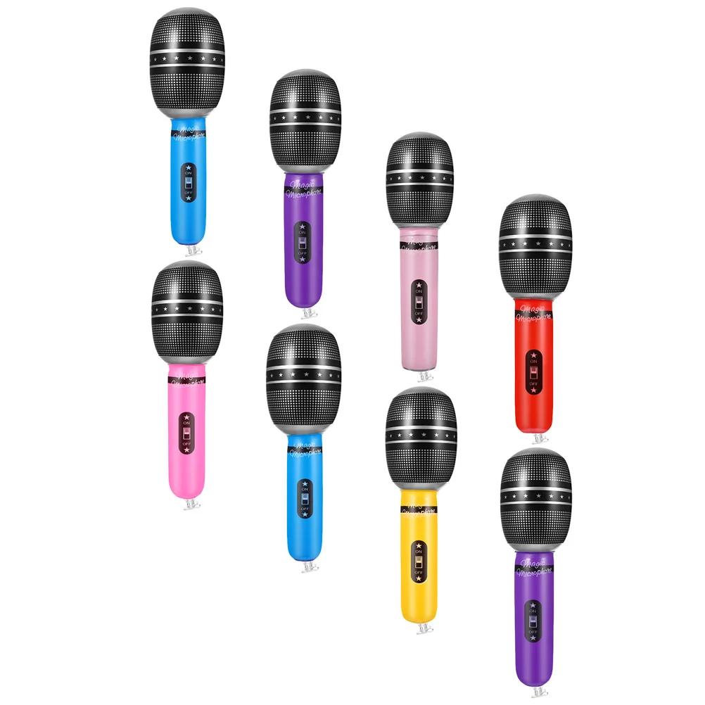 

8pcs Simulation Microphone Pretend Play Props Inflatable Musical Instrument Party Favor Stage Show Costumes Birthday