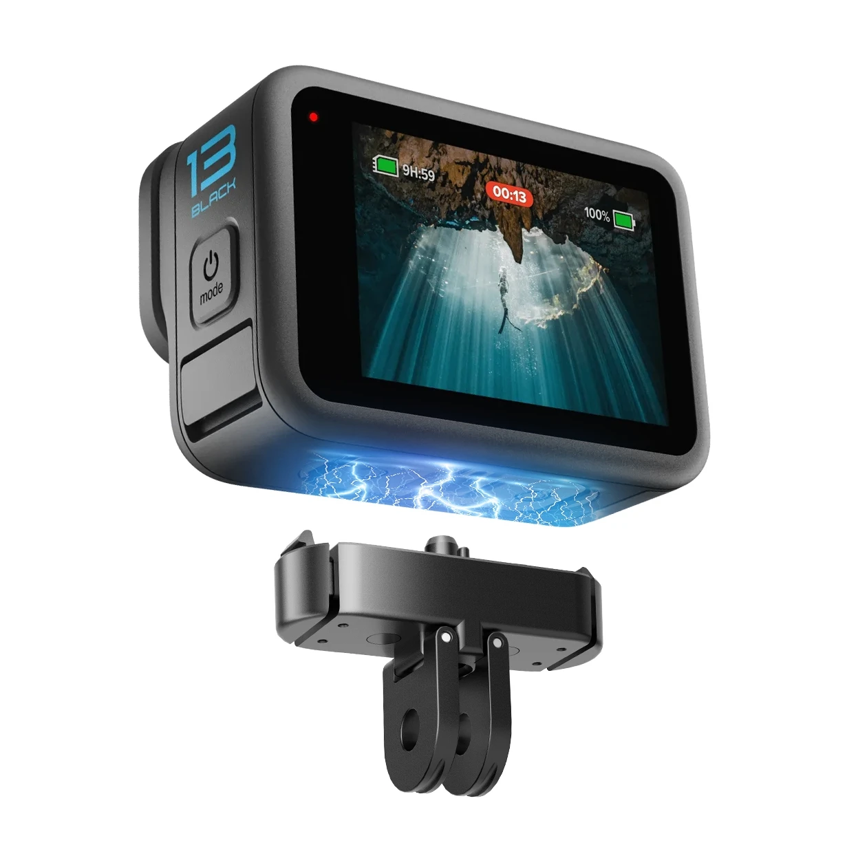 قاعدة مغناطيسية سريعة الإصدار من سبائك الألومنيوم لـ Gopro 13 حامل مهايئ تمديد أسود لملحقات Gopro Hero 13