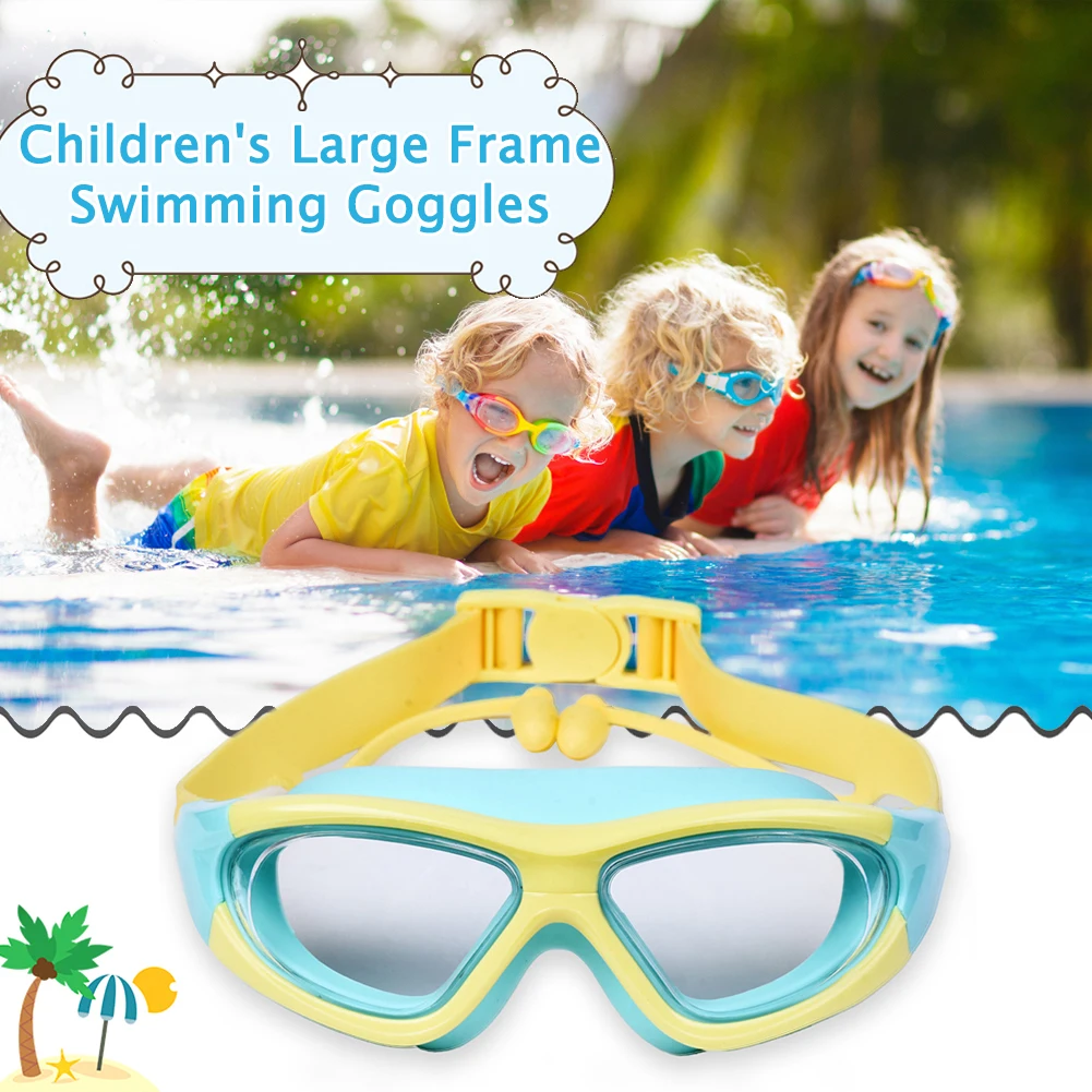 Outdoor Swim Goggles Anti-Fog with Earplugs for 3-12 Years Children Boys Girls Professional Swimming Glasses Eyewear
