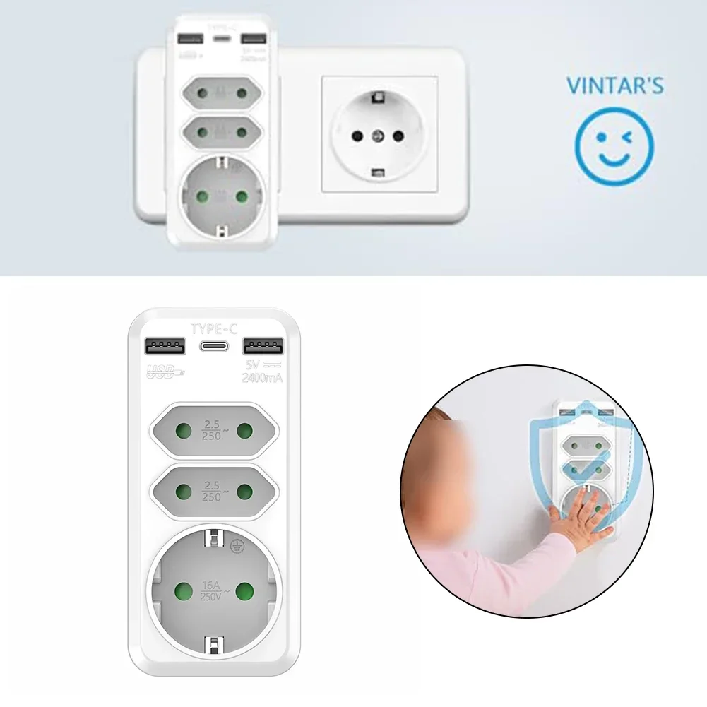 6 In1 Multiple Socket With USB Multiple Plug Power Strip WithUSB Splitter Socket Expansion Socket Power Extension Plug Converter