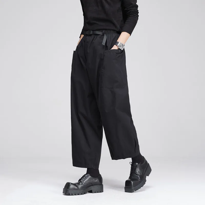 High Quality Dark Tooling Loose Wide-Leg Pants Trendy Functional Multi-Pocket Cropped Wide-Leg Pants