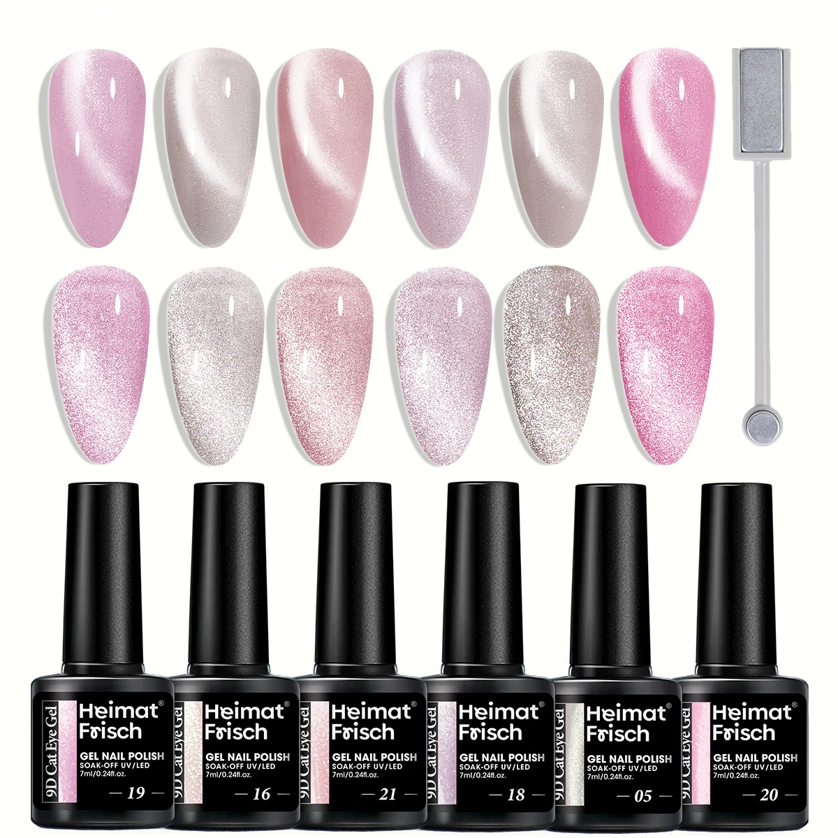 

Магнитный гель «кошачий глаз», 0,24 унции, меняющий цвет, набор лаков для ногтей, 6 цветов, включая 1 магнитный карандаш.