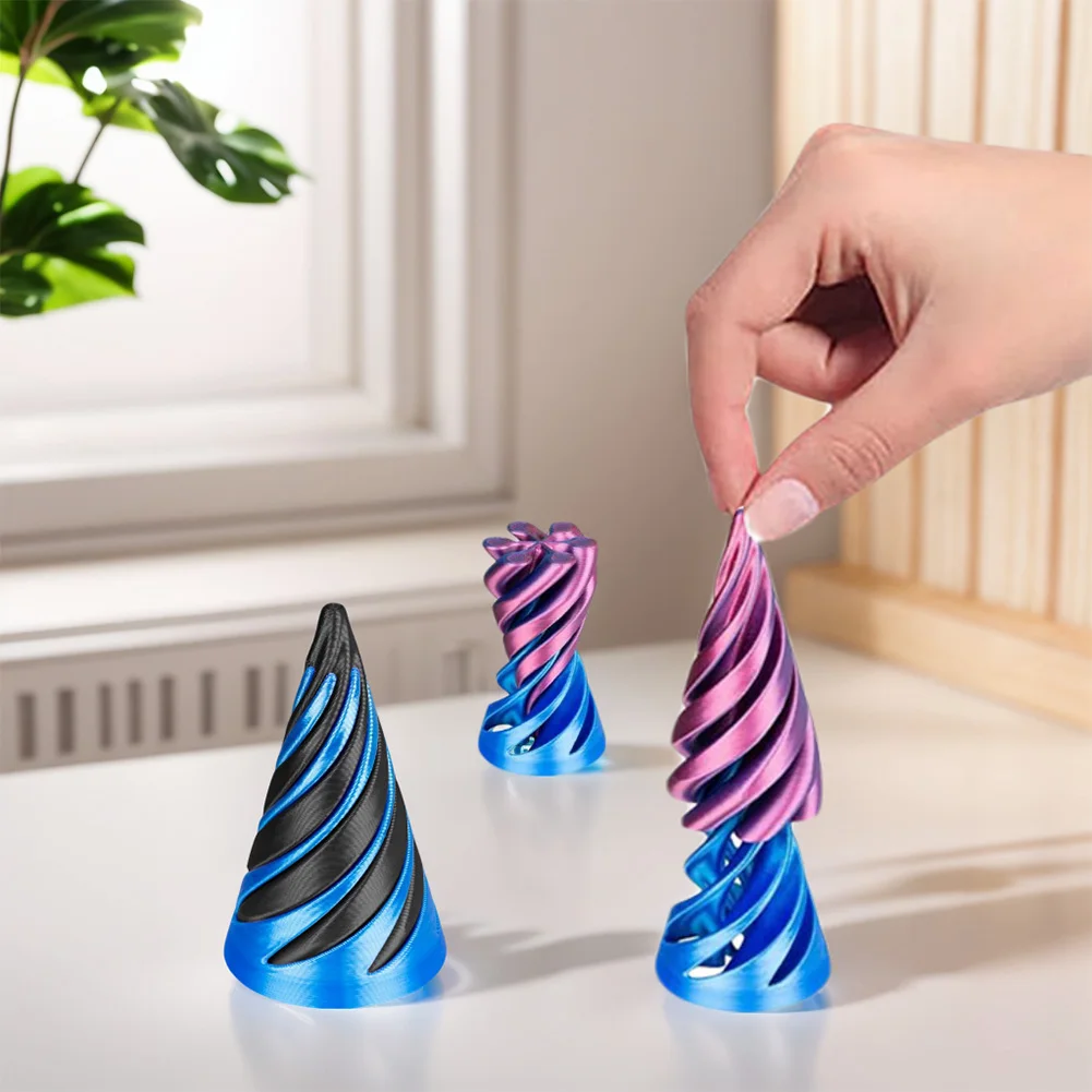 3D Printed Spiral Cone Toy Fidget Toy Stress Relief Impossible Pyramid Passthrough Sculpture Mini Vortex Thread Illusion