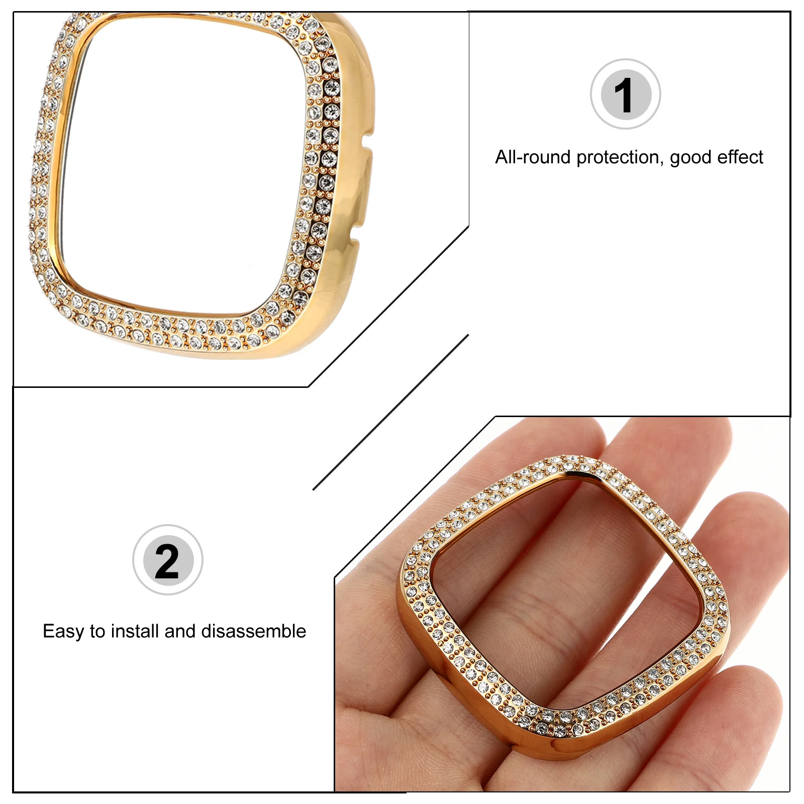 

Electroplated Protective Watch Case Cover Compatible for Fitbit 3 Sense Full Smart Watch Shell Accessories