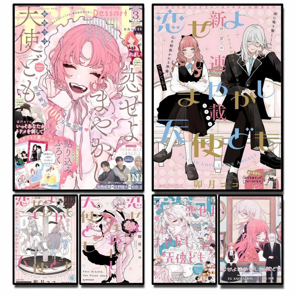 Anime Fall in Love, You False Angels Poster High-definition  stickers, suitable for bedroom, living room, home decoration