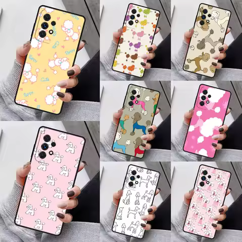 Cartoon Poodles Pattern Phone Case For Samsung Galaxy S23 S21 S20 FE S24 S22 Ultra Note20 S10 S9 S8 Plus A40 A52 A12 A13 A53