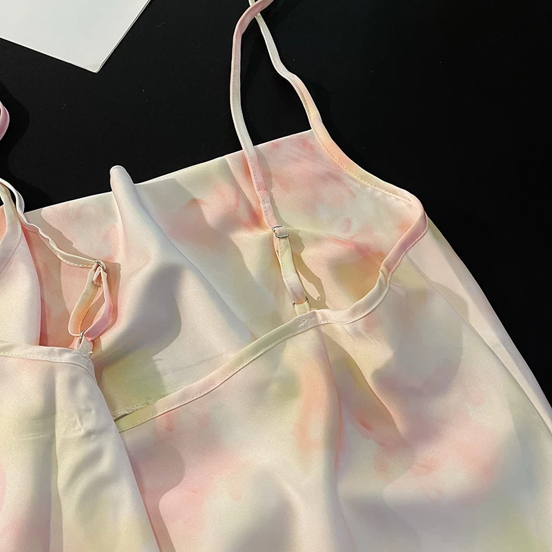 DAIMELU Princess style pajamas girls summer Sleepwear new ice and snow silk sweet sexy suspender pajamas high-end pink nightgown