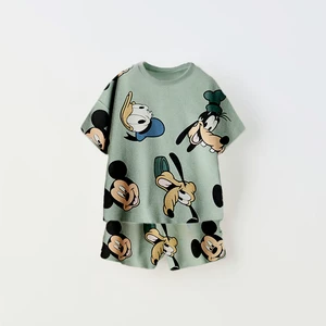 만화 인쇄 Tshirt+반바지 아이를위한 두 조각 세트 새로운 패션 의상 소년과 소녀 Donald Duck Full Print Short Sleeve Shorts 10 최고의 판매 Donald Duck Earrings -№1