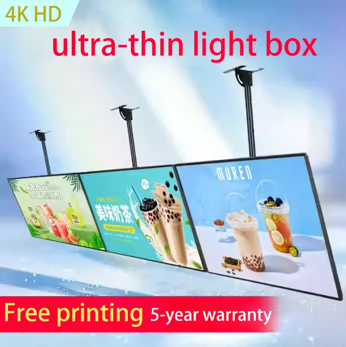 2025 Custom Snap Frame LED Light Box Lighting Poster Display Backlit Menu Board Restaurant Cafe Store Wall Mounted Billboard