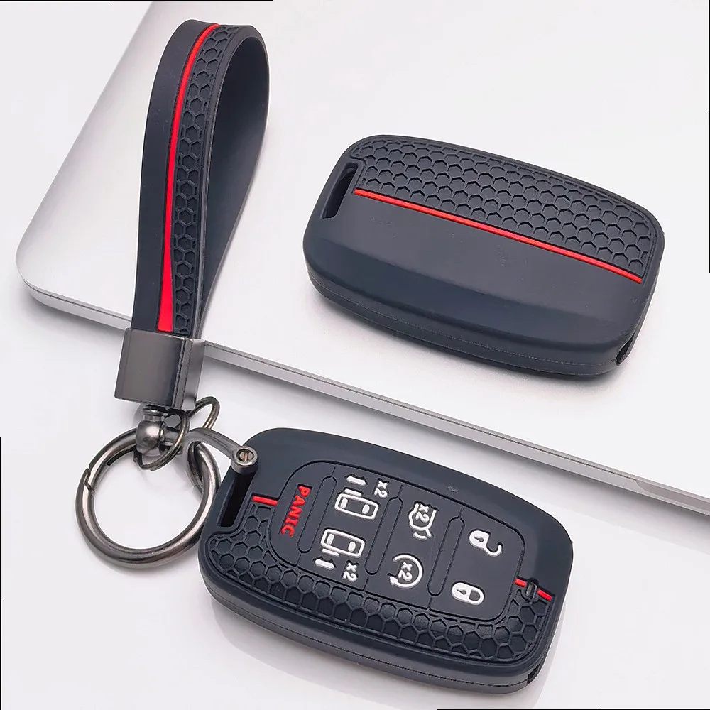 Key Fob Cover for Chrysler Pacifica To Voyager To 7 with Keychain Anti-Scratch Shockproof Soft Grip Dust Cover Easy Install