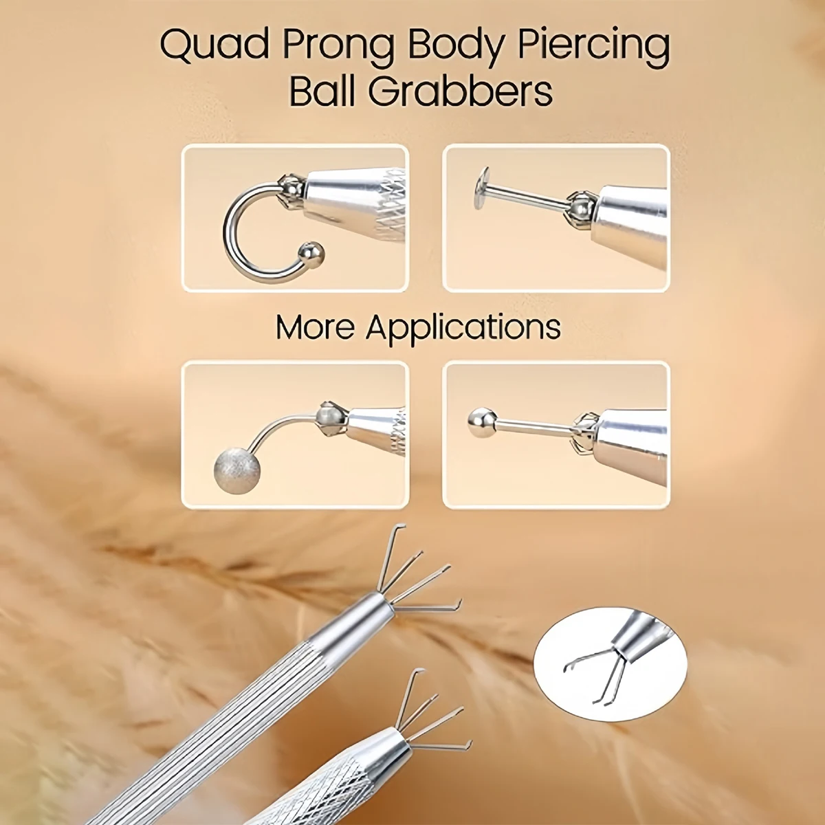 Herramienta de agarre de bola para Piercing de acero inoxidable, 1 unidad, para cambiar joyería, herramienta para pendientes con parte posterior plana, Kit de perforación corporal, pastilla de piezas pequeñas