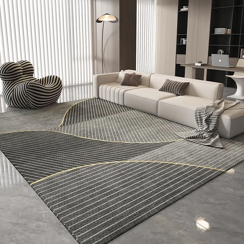 

Modern Luxury Living Room Carpet Gray Minimalist Bedroom Rug Geometric Removable Machine Washable Carpet Non-slip Easy Care Rugs