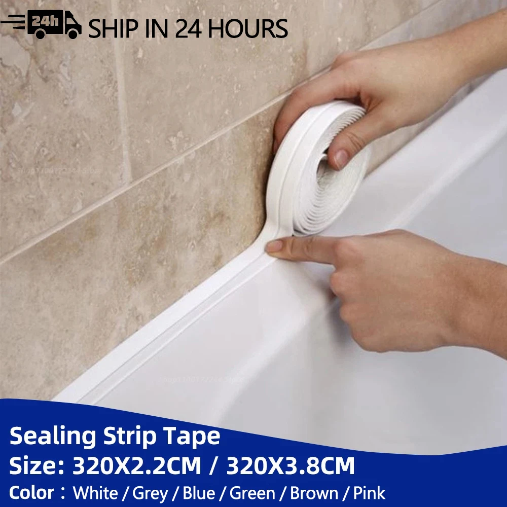 Bathroom Shower Sink Bath Sealing Tape Strip White PVC Self Adhesive Waterproof Wall Sticker for Bathroom Kitchen Caulk Strip