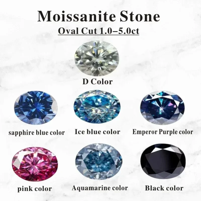 

New Moissanite Stone Oval Cut VVS1 Combination Chain with GRA Certificate for Advanced Jewelry Making Materials