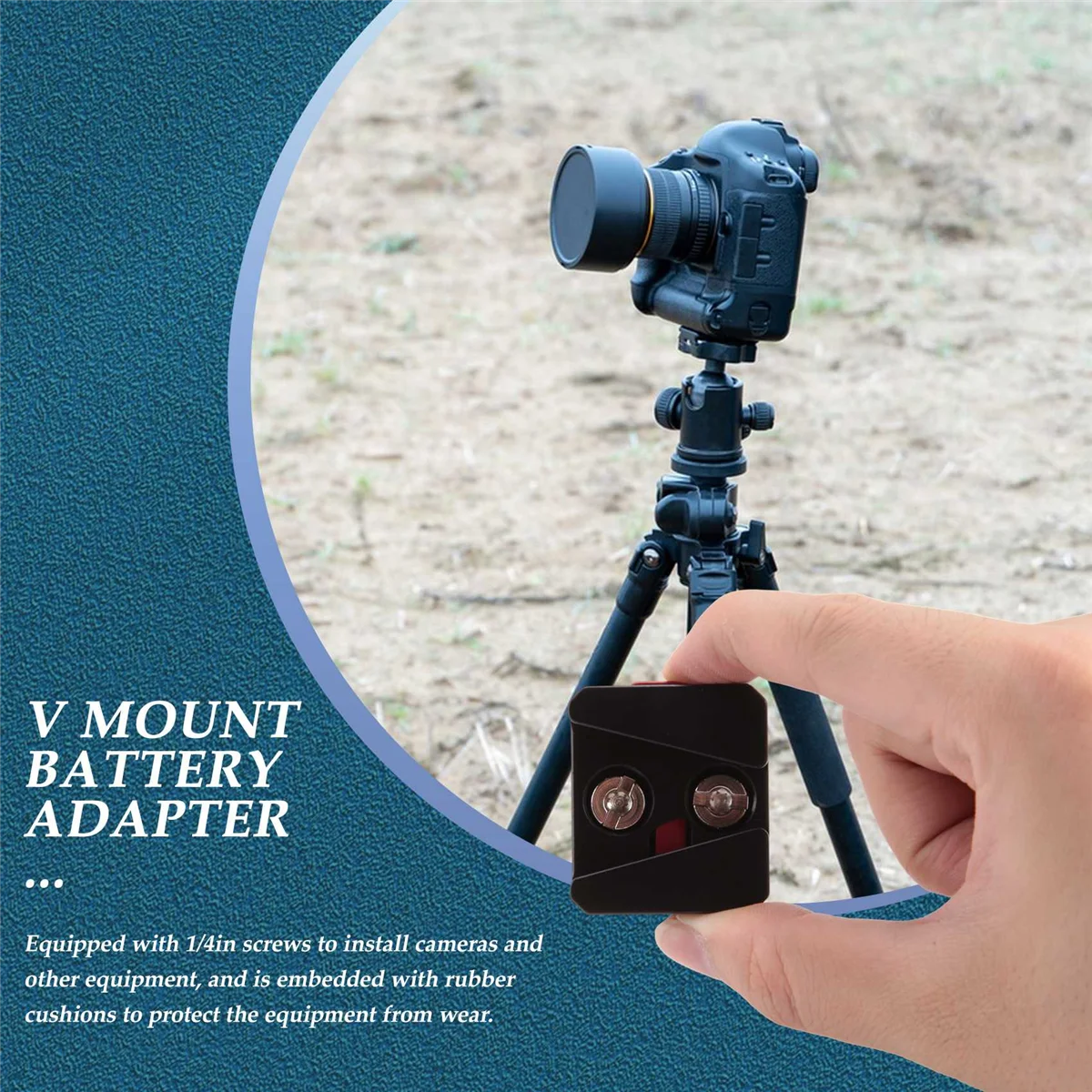 V‑Mount Cell Quick Release Plate KK‑B2‑1/4 Portable Universal Adapter Base for PTZ Camera Black
