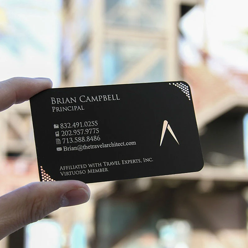 Customized inquiry Creative Design Cheap Luxury Gift Stainless Steel Matt Black Metal Business Card with Logo