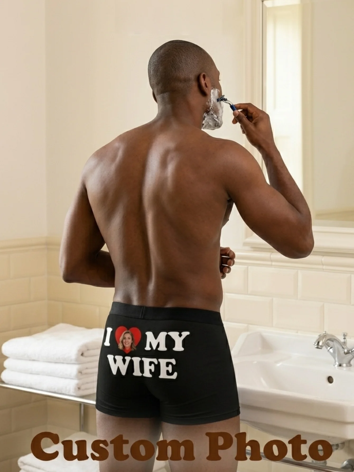 Custom Photo Boxers for Men Personalized Cotton Boxer Briefs with Picture on Back Gift for Husband Boyfriend Birthday Valentine view 6