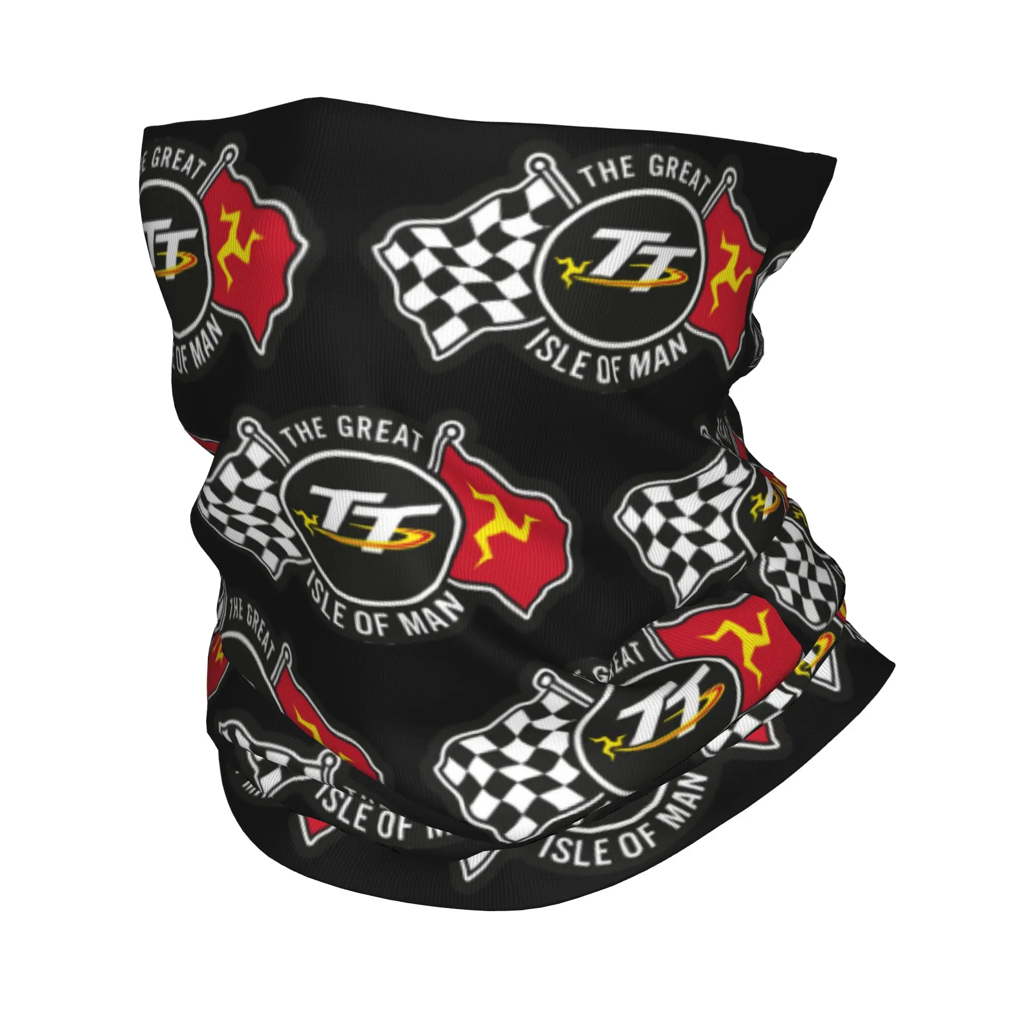 Custom Isle of Man TT Races Bandana Neck Warmer Women Men Winter Ski Tube Scarf Gaiter Motorcycle Sports Face Cover