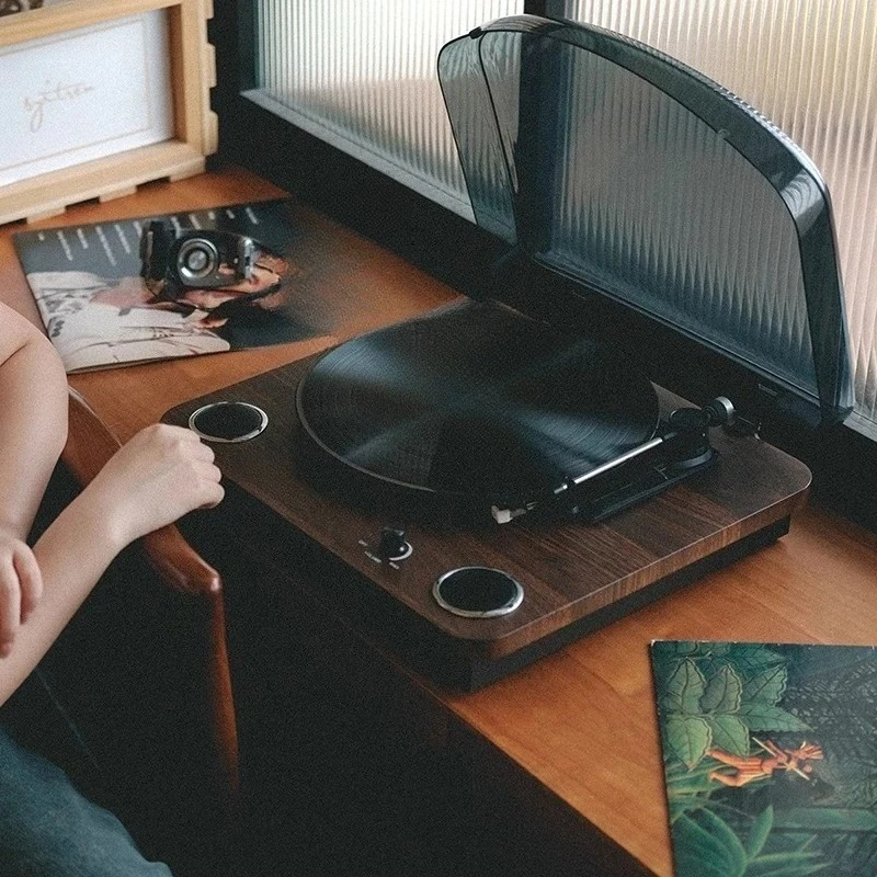 

Record player, phonograph, audio ornament, wooden bluetooth retro old-fashioned living room ornament