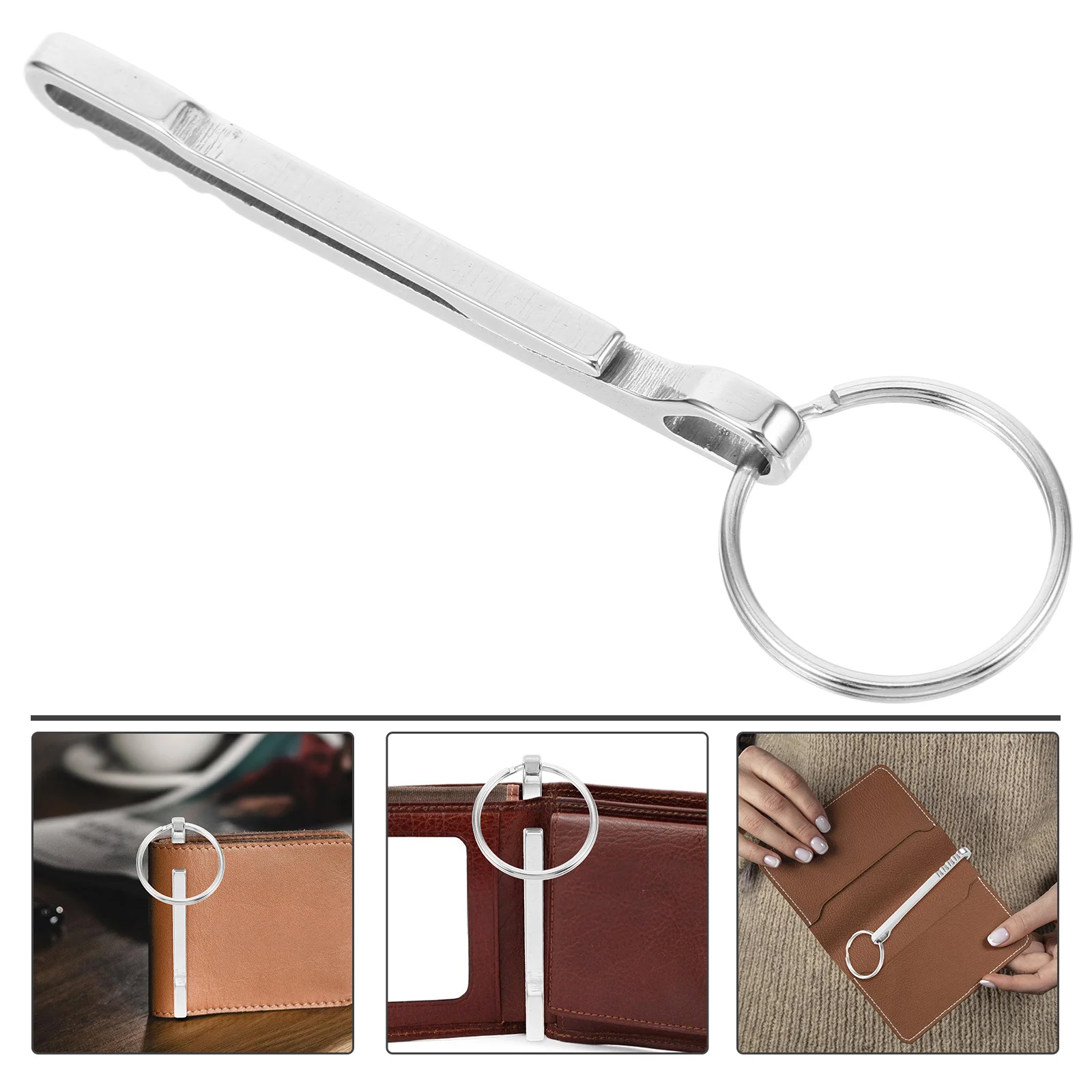 

Stainless Steel Sidewinder Belt Clip Money Wallet Small Key Ring Securing Office Paper Clips Metal for Men Storage