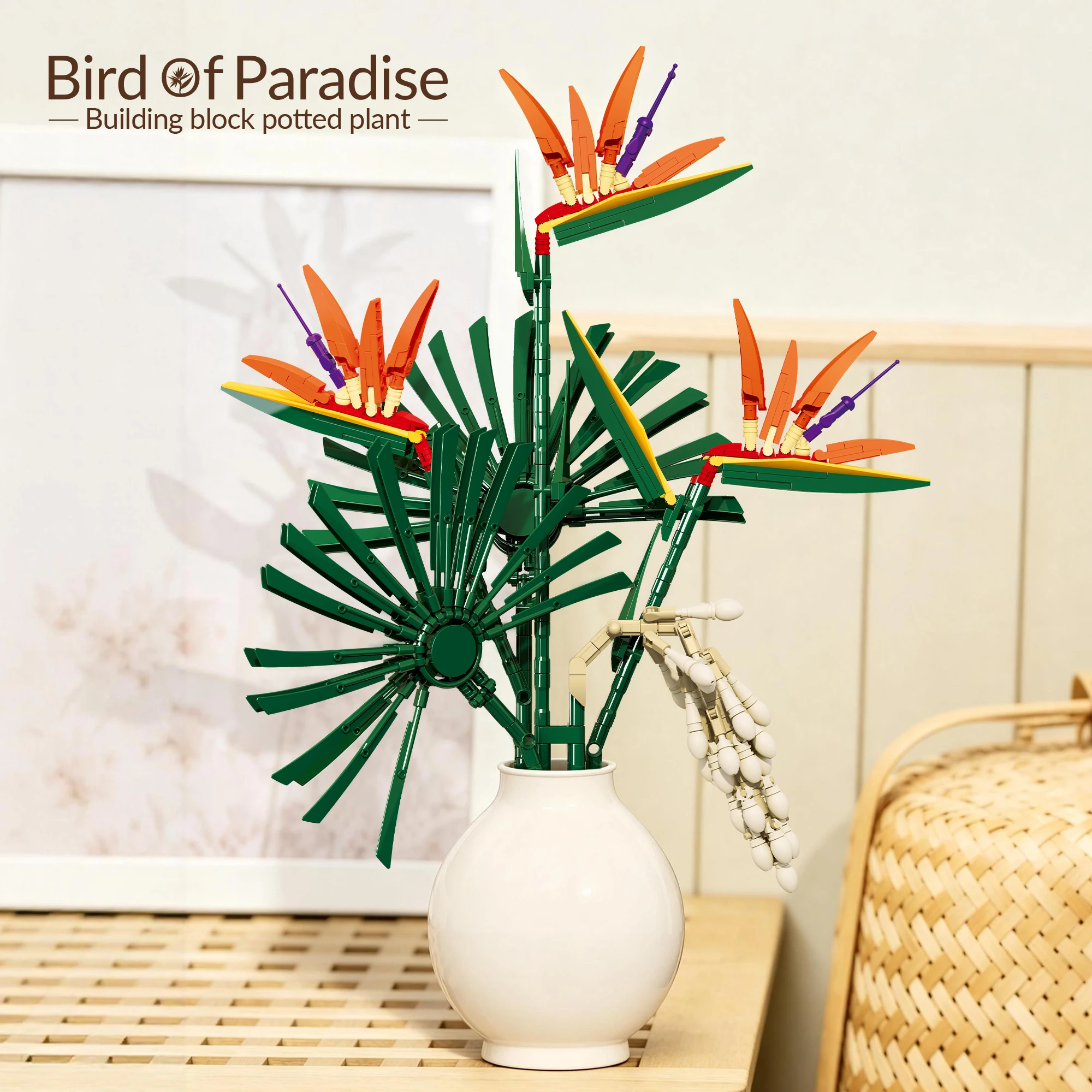 Set de Bloques de Construcción de Flor de Ave del Paraíso, Ramo de Flores Exóticas, Decoración para Hogar y Escritorio, Modelo DIY, Símbolo de Buena Suerte y Libertad, Regalo