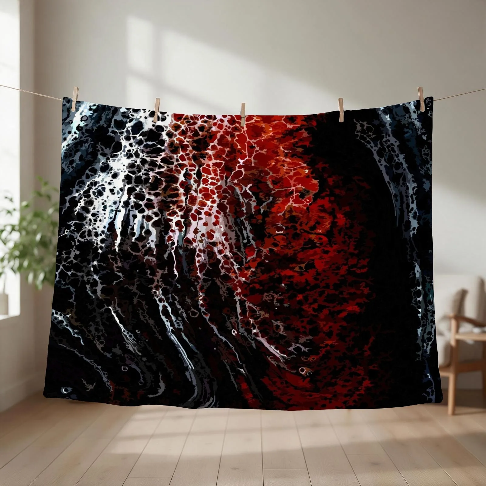 Copper Ridge - Acrylic Pour Fluid Art Throw Blanket couch cozy soft plush fuzzy picnic outdoor blanket