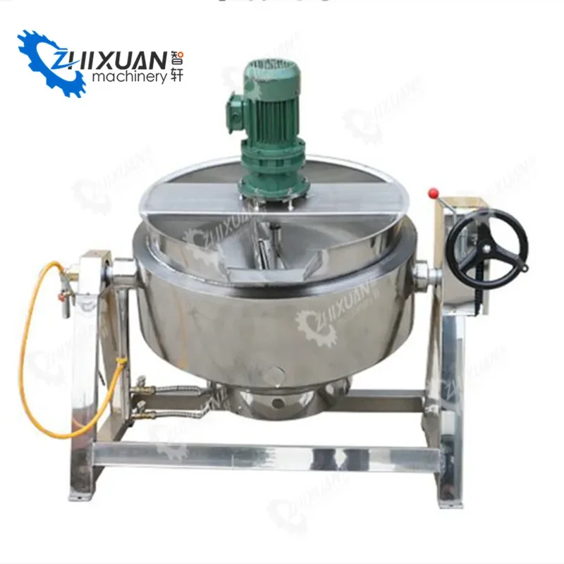 Double layer steam heating jacketed pot jacketed kettle with agitator
