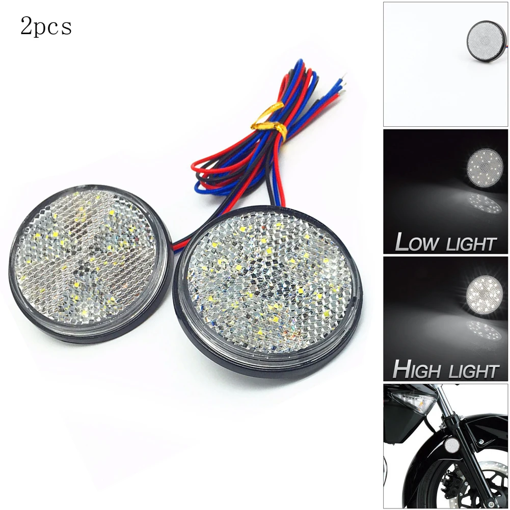 Reflector Taillights Reflector 12V Scooter 2.32in Tail Lights Turn Signal Light 2Pcs White Bicycle Yellow Bumper