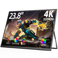 UPERFECT 23.8'' 4K Portable Monitor External 134% SRGB QLED FreeSync Gaming Screen Large Home Office Second Display For Laptop