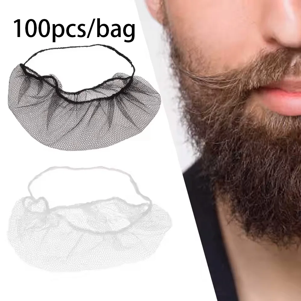 

100Pcs Beard Protector Nets Breathable Beard Protector Nets Elastic Nylon Single Loop Facial Bandanas Men's Beard Styling Tools