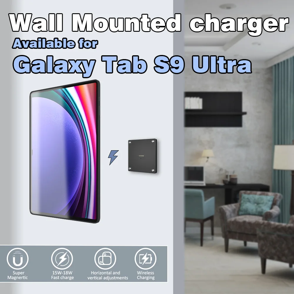 

Tablet holder for Samsung Galaxy Tab S9 Ultral 14.6 wall charging station Magnetic wireless charging Smart Switch