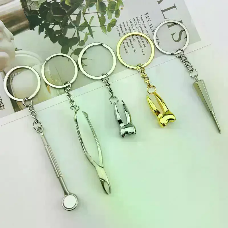 Dental Tools Teeth Keychain Simulation Tooth Key Holder Clinic Promotion Gift Mini