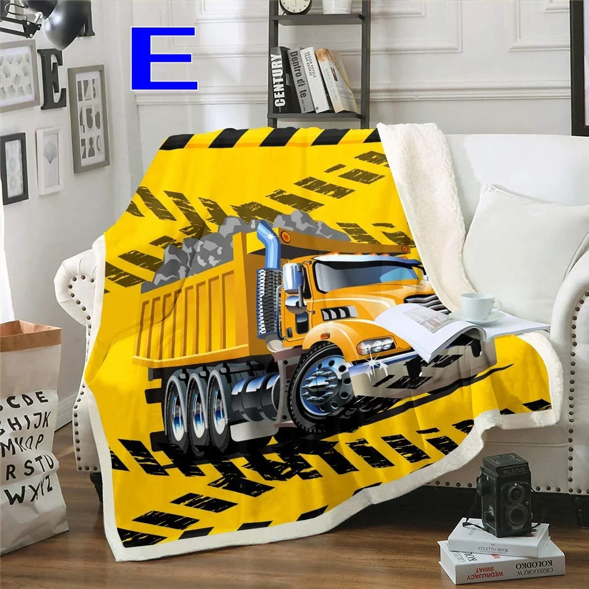 Excavators Flannel Blanket Equipment Trucks Blanket Construction Tractor Throw Blanket