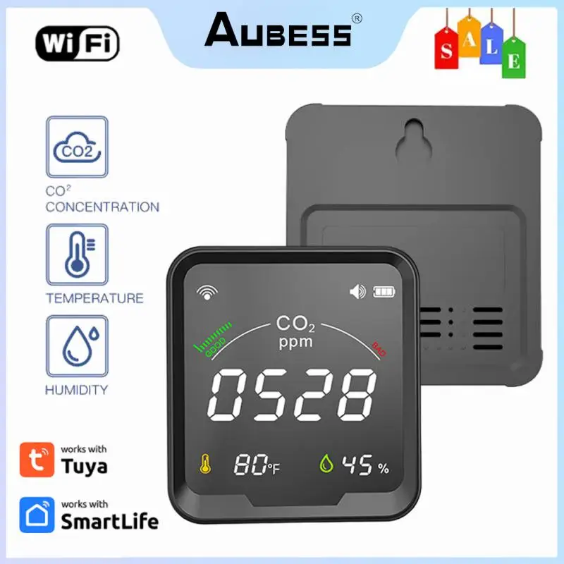 

Tuya Smart WiFi CO2 Sensor Smart Carbon Dioxide Meter Temperature Humidity Detector Monitor With LCD Screen Display 3 In 1 Meter