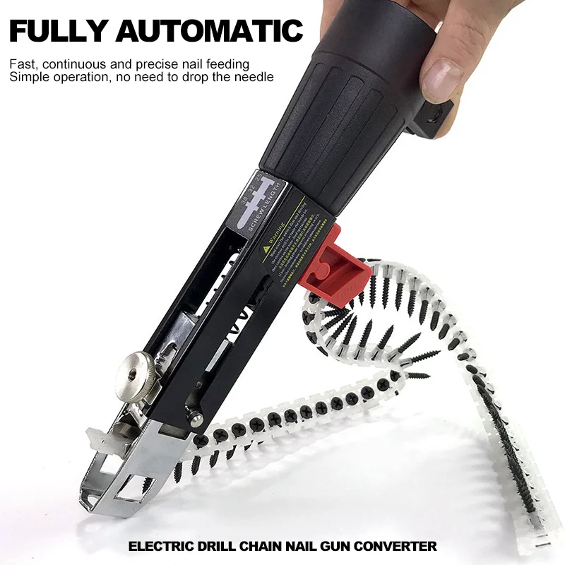 Automatic Chain Nail Gun Adapter Electric Screw Gun Rechargeable Self Tapping Screwdriver For Electric Drill Woodworking Tools