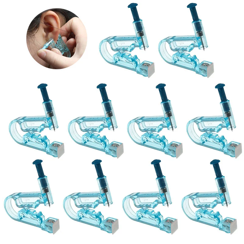 10pcs Disposable Disinfect Safety Earring Piercer Machine Studs Nose CLip Body Jewelry Piercing Ear Piercing Gun Kit Tools