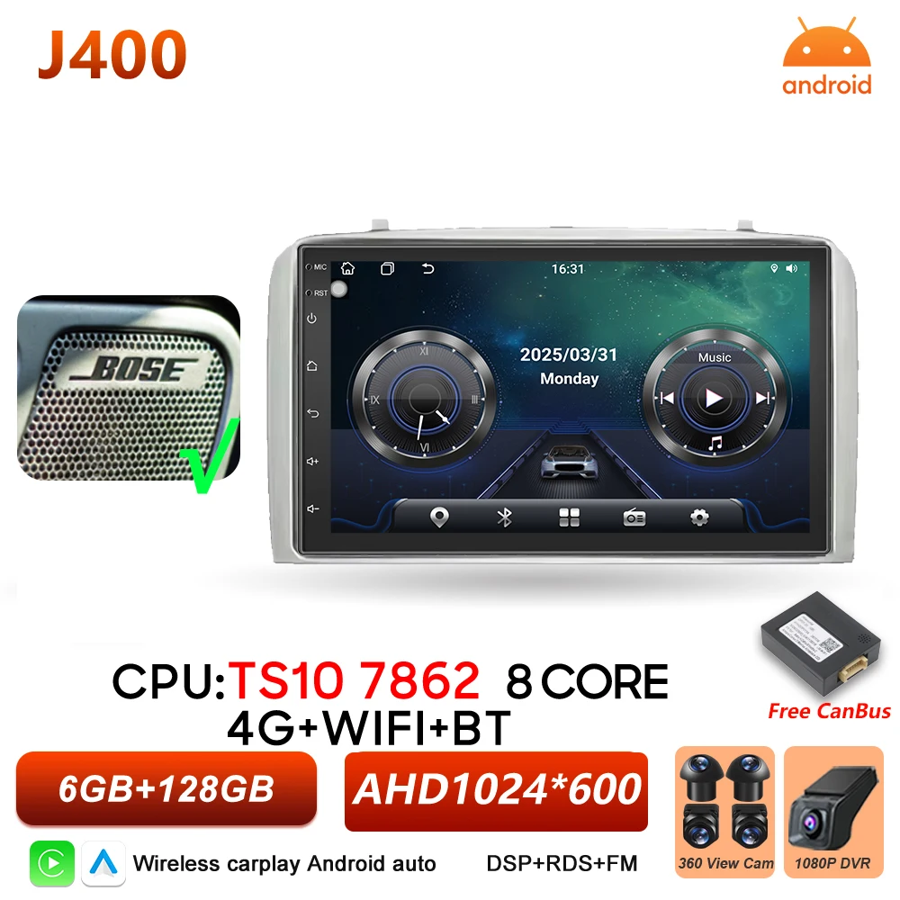 Android 16 Auto autoradio voor Alfa Romeo 147 GT 937 2000-2010 Carplay Multimedia Videospeler Stereo DSP GPS Navigatie BT Wifi