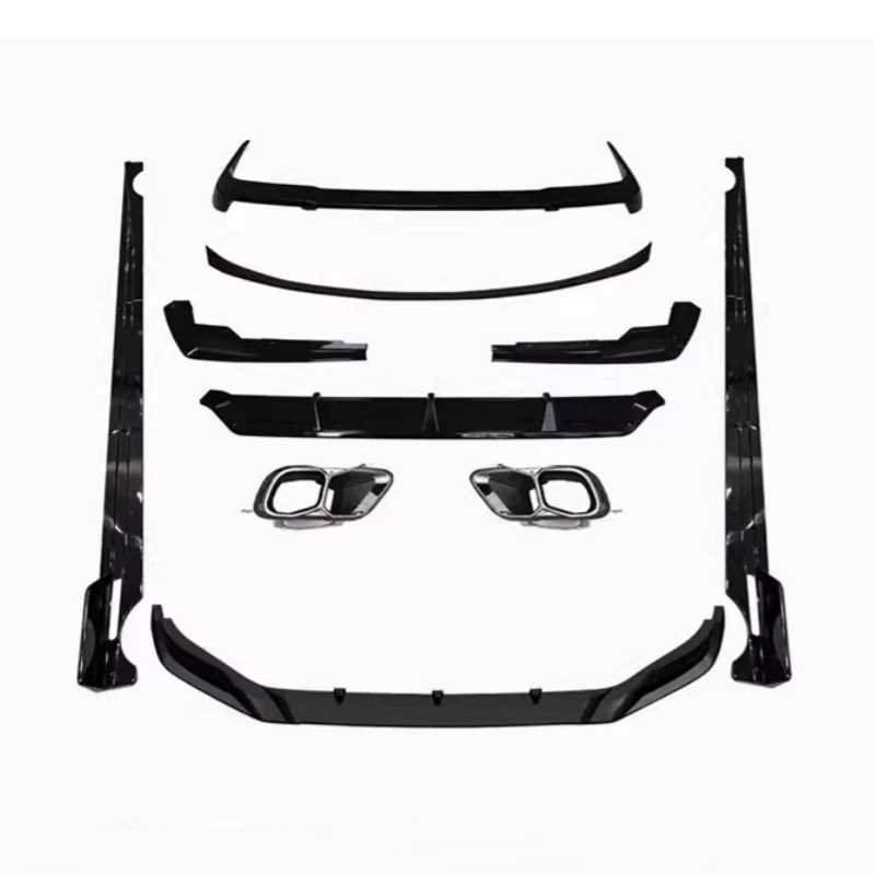 

Передний сплиттер, задний диффузор, боковые накладки, задний спойлер, накладка на выхлопную трубу для BMW 7 серии 2023-2026, глянцевый черный комплект обвеса