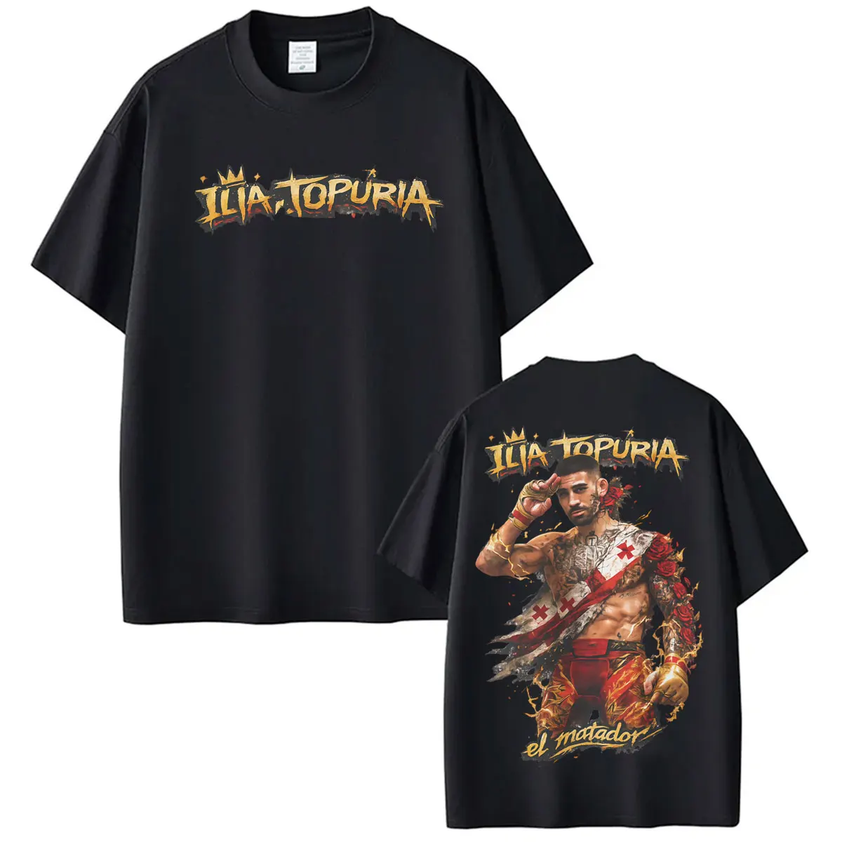 Vintage Ilia Topuria El Matador Inspired T Shirt Fan Gift Men's Harajuku Violence Aesthetic T Shirts Casual Short Sleeve T-shirt