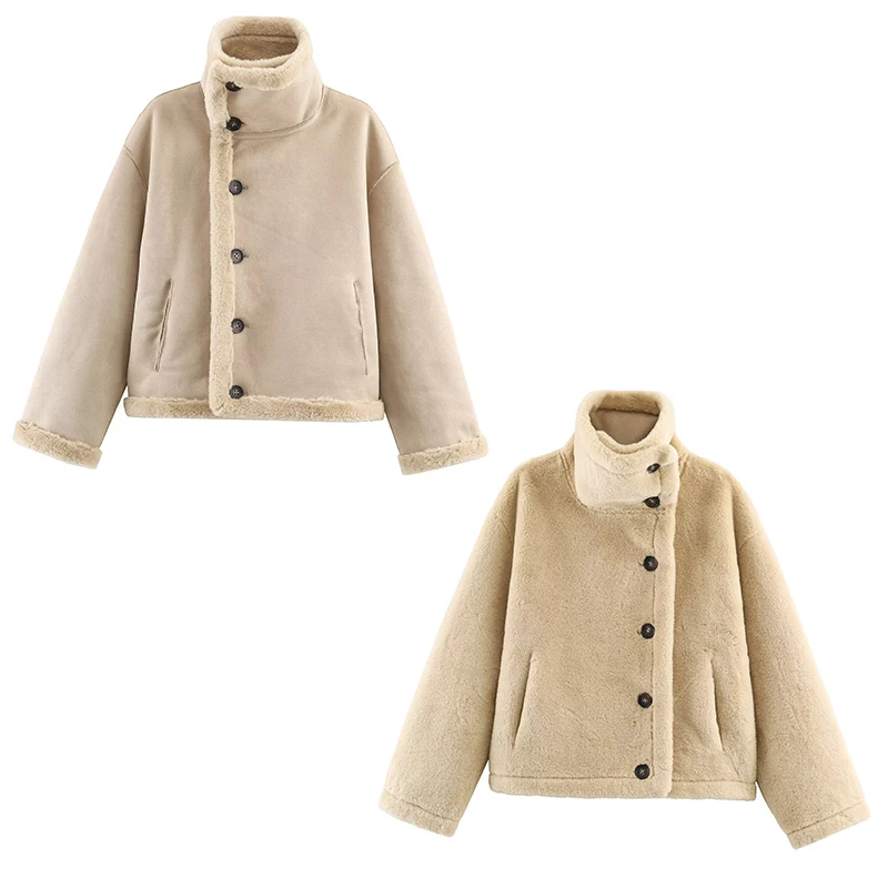 

Women's Jacket 2025 New Fashion Autumn Winter Reversible Jacket for Women Casual Chic Ladies Coat