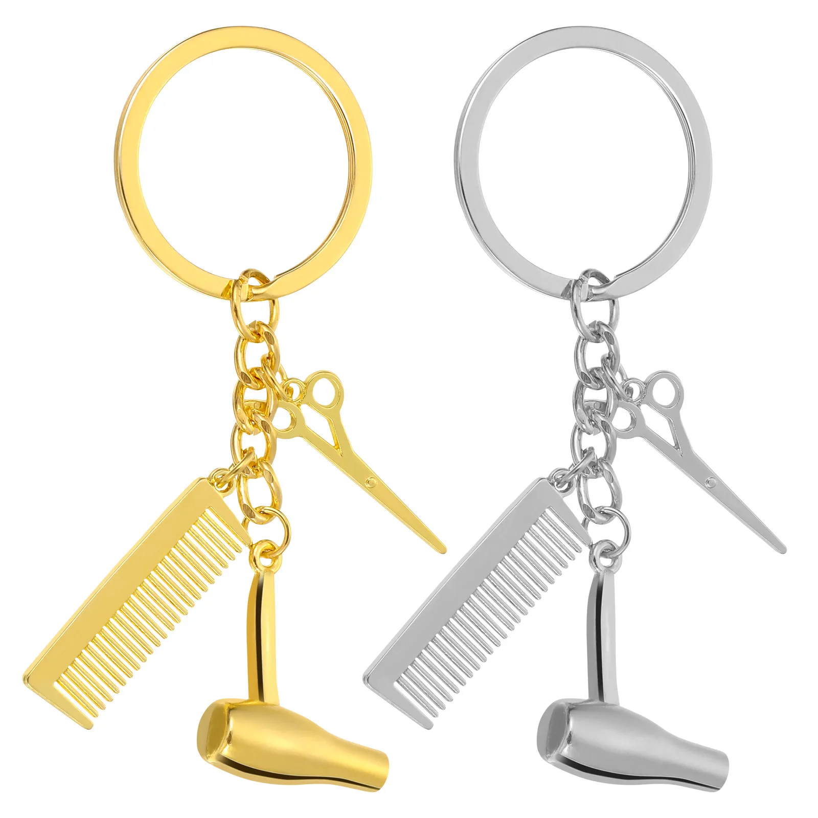 

2 Pcs Hair Stylist Beautician Keyring Keychain Pendant Accessories Charm Beloved Hairdresser Keychains