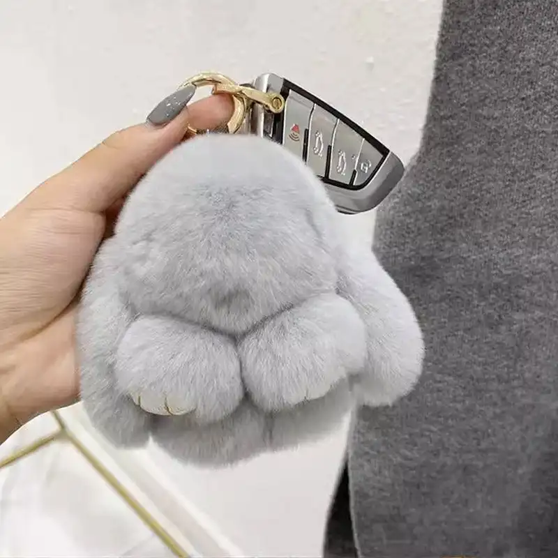 Plush Bunny Key Chain Pendant Furry Cute Rabbit Style Comfortable Luxury Key Phone Decoration with Ring Nice Gadgets Gift