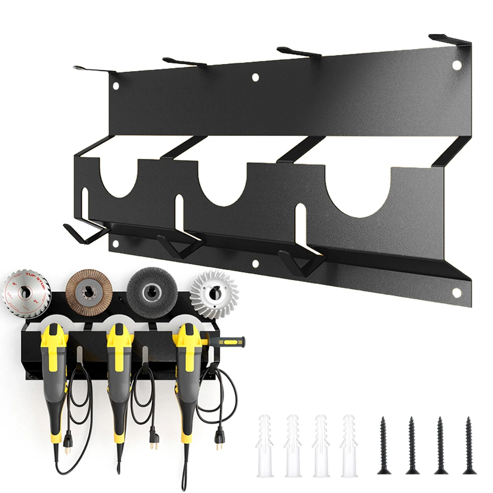 

Angle Grinder Wall Storage Mount Metal Wall-Mounted Hanging Shelf Fixed Polishers Holder Stable Storage for Workshop Home Garage