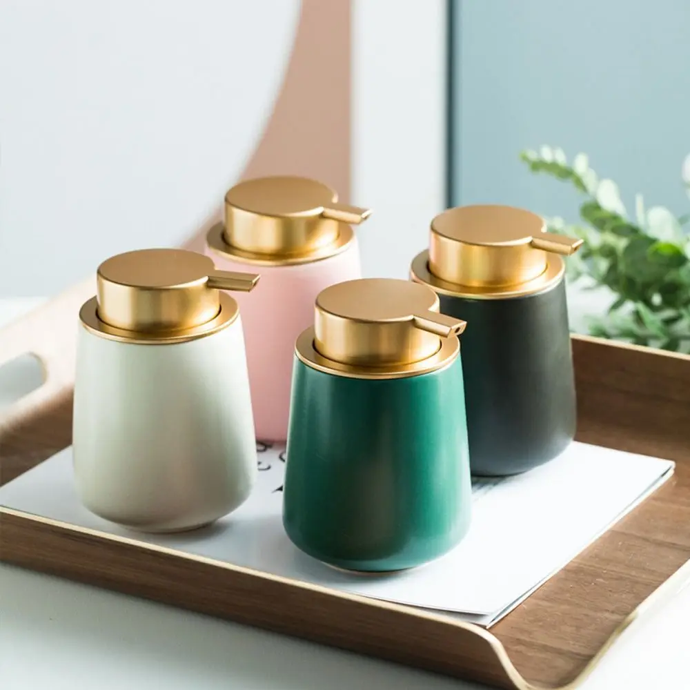 

Ceramic Lotion Soap Bottle Refillable Leak-Proof Cosmetic Container Easy To Press Marble Pattern Soap Pump Dispensers