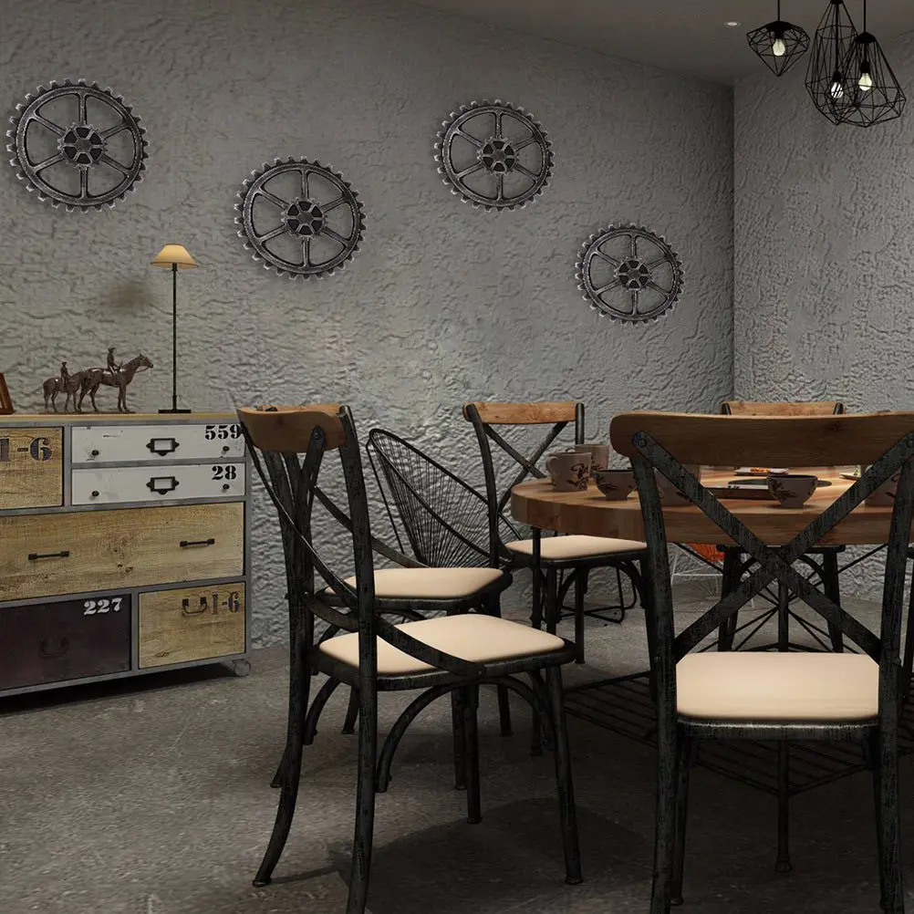 

2Pcs Retro Wooden Gear Wall Pendant Vintage Style Wall Hanging Decor for Home Bar Office Living Room Cafe Wood Gear Hanging