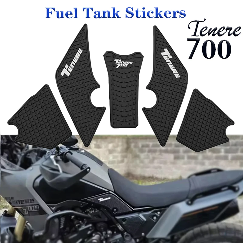 For YAMAHA TENERE 700 Rally T700 XTZ 690 T 700 2019-23 Motorcycle Non-slip Side Fuel Tank Stickers Waterproof Pad Rubber Sticker