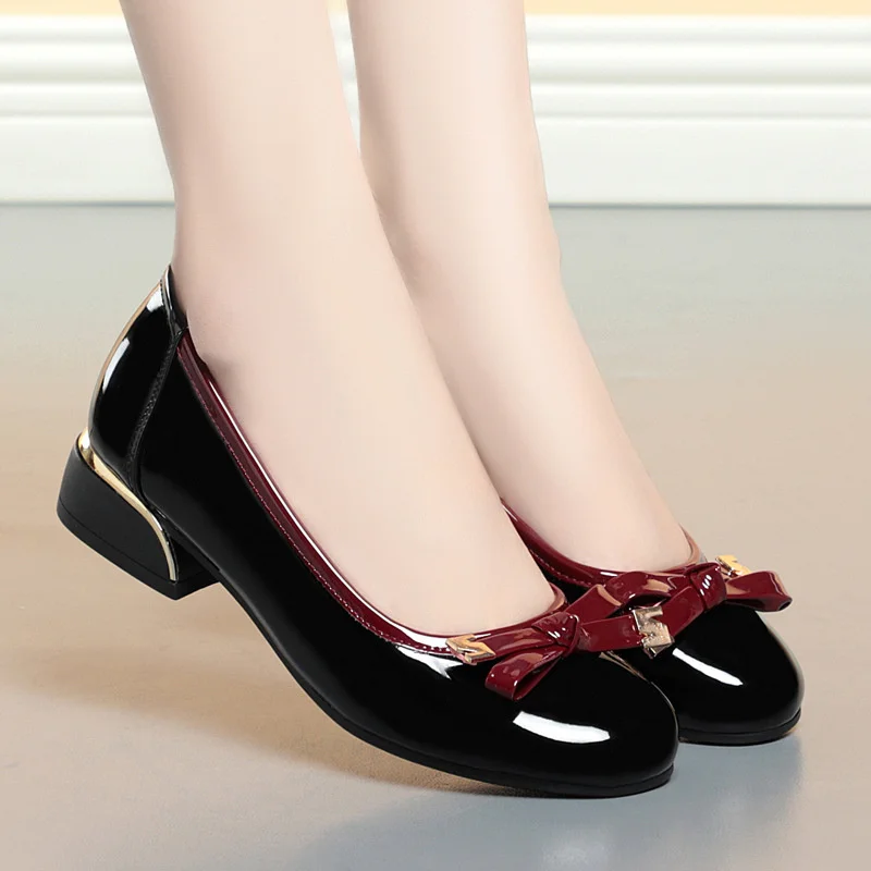 

Women's Elegant Ballet Soft Leather Loafers Fashion Bow knot Slip On Round Toe 2024 Party Retro Black Soft Sole Shoes